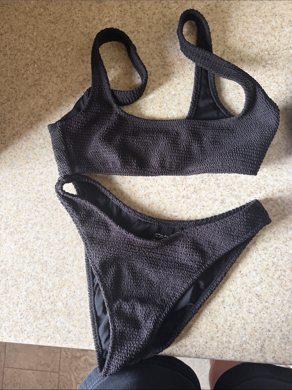PacSun Black Textured Scoop Bikini Set